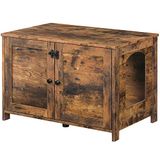 HOOBRO Kattenbak, Kattenhuis met deur en scheidingswand, Bench met opbergruimte, Robuust, Kattenkist, Kattenmeubels, Kattenbak voor het opbergen van kattenbakvulling, Woonkamer, Hal EBF03MW01