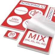 Acropaq lamineerhoezen mix-pakket 80 micron (20xA4, 20xA5, 20xA6, 40xA8 (visitekaartje))