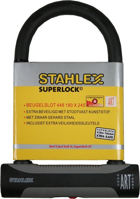 Stahlex Beugelslot - 18 x 24.5 cm - ART4 - Zwart/Grijs - Voor Fiets, Bromfiets, Motor & Meer