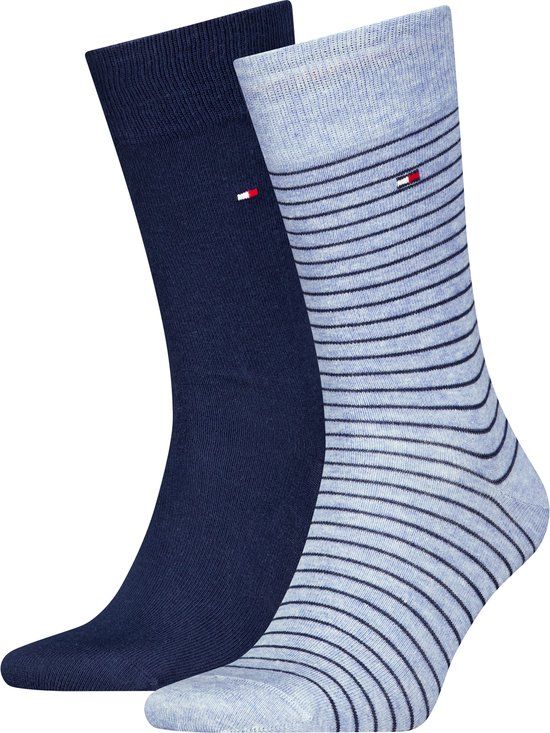 Tommy Hilfiger Small Stripe Sock (2-pack) - heren sokken - blauw gestreept