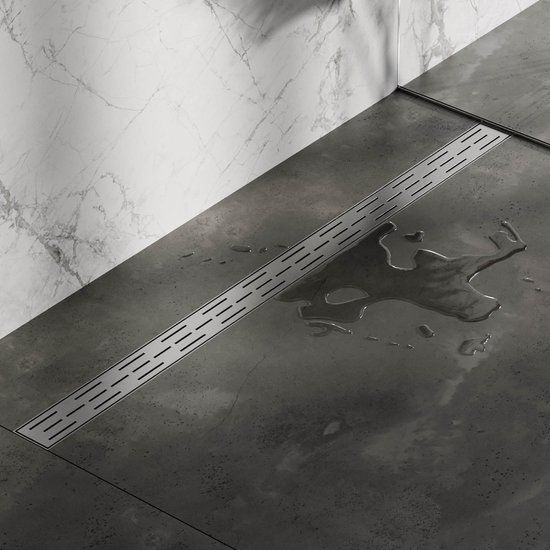 Brauer Douchegoot 110cm - Geborsteld RVS - Met Muurflens - Standaard Rooster