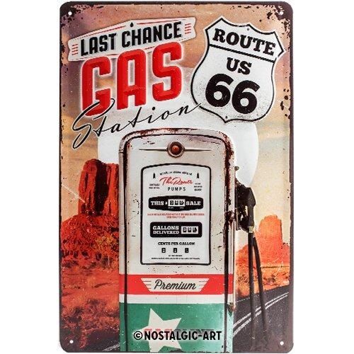 Nostalgic Art Merchandising Route 66 Last Chance Gas Station Metalen wandbord in reliëf 20x30 cm - multi