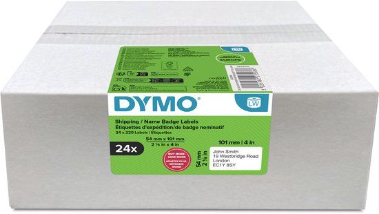 DYMO originele LabelWriter grote verzendlabels/naamkaarten | 54 mm x 101 mm | 24 rollen met elk 220 labels