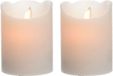 2x bougies LED/bougies tronc blanc crème 10 cm vacillant