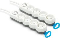 Garza Power stekkerdoos met 4 stopcontacten, met schakelaar, plat stopcontact, meervoudige stekker, 1,4 m, kinderbeveiliging, wit, designserie