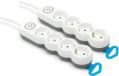 Garza Power stekkerdoos met 4 stopcontacten, met schakelaar, plat stopcontact, meervoudige stekker, 1,4 m, kinderbeveiliging, wit, designserie