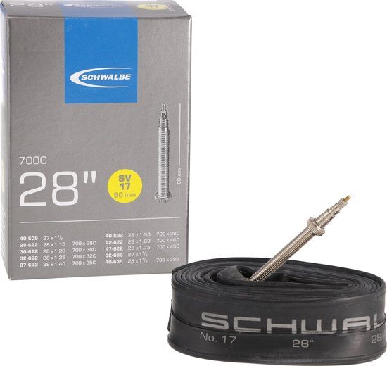 Schwalbe Binnenband SV17 60mm - Frans ventiel - 28 inch - butylrubber