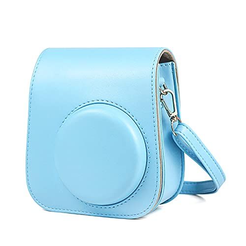 Tosuny Stijlvolle PU lederen tas, camerahoes met verstelbare schouderriem, voor Fujifilm Instax Mini 11 camera (Blauw)