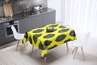Bonamaison Tafelkleed, Anti-Mold, Sneldrogend, Waterdicht, 100% Polyester Tafellaken, Neon Geel, Rook, 140 x 140 Cm
