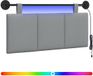 vidaXL Hangend hoofdbord Met LED-verlichting Lichtgrijs Stof