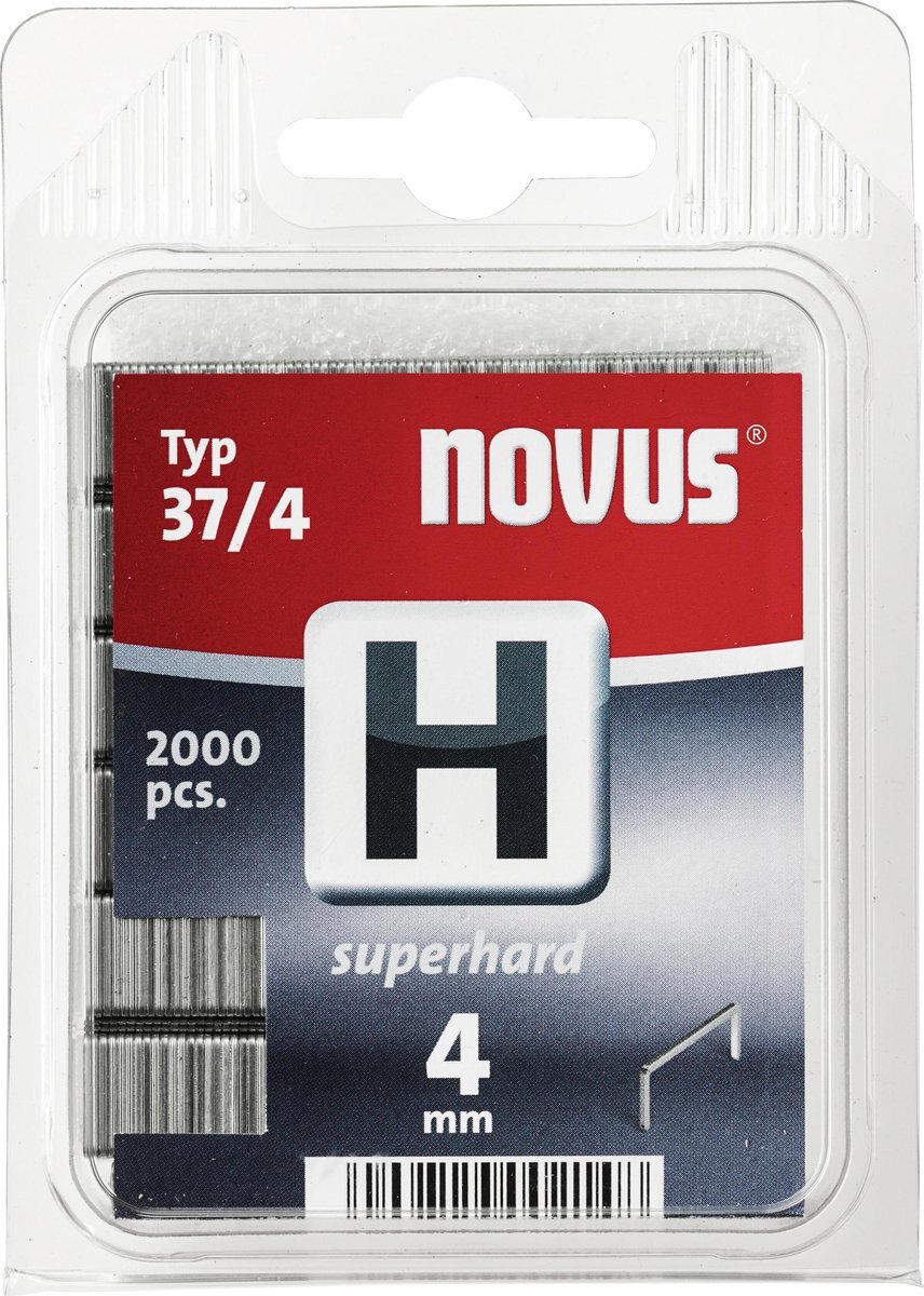 Novus 2148 fijne draadklemmen 4 mm"superhard", voor hamernietjes, 2000 nietjes van het type H37/4, van staaldraad