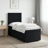 vidaXL Boxspringbed met matras, zwart, 100 x 200 cm, gestoffeerd
