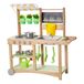 VEVOR Cuisine à Boue 88 cm Cuisine Patouille Extérieur Enfant pour Jouer avec Eau Sable, en Bois, avec Pots Plantation, Cuillères, Évier, Auvent Pare-soleil, Roues Pivotantes, Casseroles, Accessoires