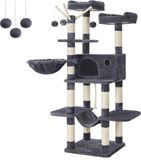 Merkloos / Sans marque Wan GmbH Grote Kattenboom XXL met Huis en Hangmat - 164 cm, Grijs