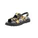Kickers Neosummer Platte sandalen voor dames, Camel Leopard, 39 EU
