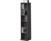 en.casa CD DVD kast vakkenkast met 6 planken 90x20x20 cm donkergrijs