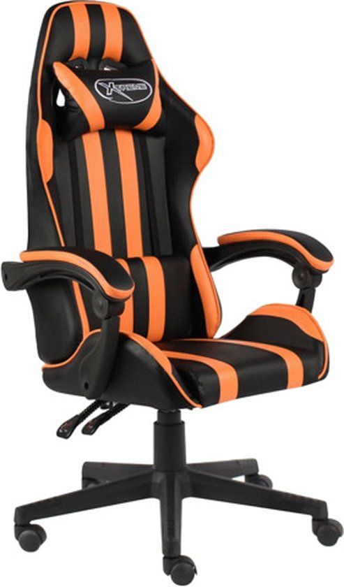 vidaXL Racestoel Kunstleer Zwart en Oranje