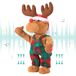 Chanteur Père Noël figurine - Peluche renne dansant - Chantant et dansant - Avec nez rouge
