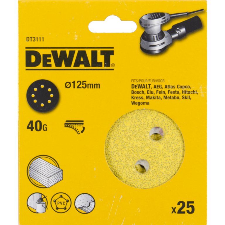 DeWalt DT3111 Schuurpapier - K40 - 125mm (25 stuks)