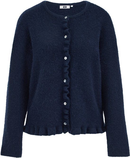 WE Fashion Dames gebreid vest van wolmix - Donkerblauw - Maat M