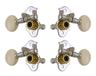 Grover 9CW Sta-Tite Geared Ukulele Pegs met witte knop - 4 stuks. - Chroom