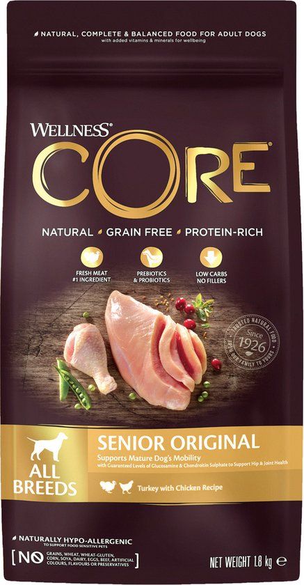 Wellness Core Grain Free Senior Original Kalkoen & Kip - Hondenvoer - 10 kg