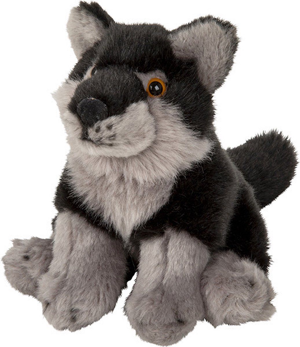 Nature Planet Pluche kleine wolf knuffel van 16 cm - Dieren speelgoed knuffels cadeau - Wolven Knuffeldieren