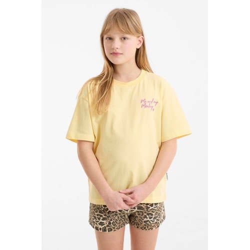 Me & My Monkey oversized T-shirt met printopdruk geel