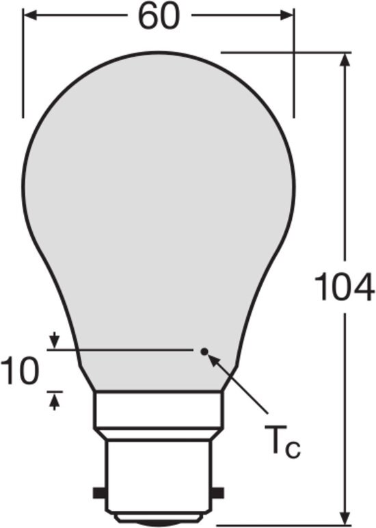 Osram LED lamp, Base: B22d, Warm Wit, 2700 K, 9 W, vervanging voor 75 W gloeilamp, frosted, LED Retrofit CLASSIC A DIM A 1 Pack