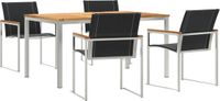 vidaXL Eettafel Set Massief Acaciahout en Roestvrij Staal Bruin 2 Zitplekken Rechthoekig