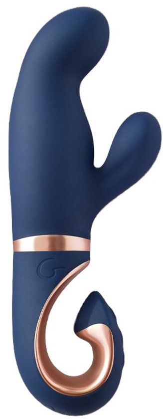 G Vibe Gentley Rabbit Vibrator G-Spot en Clitoris Stimulatie Siliconen Blauw/Goud