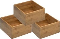 5five Set van 3x sieraden/make-up houder/box - 18 x 18 x 9,5 cm - bamboe hout - Bruin