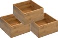 5five Set van 3x sieraden/make-up houder/box - 18 x 18 x 9,5 cm - bamboe hout - Bruin