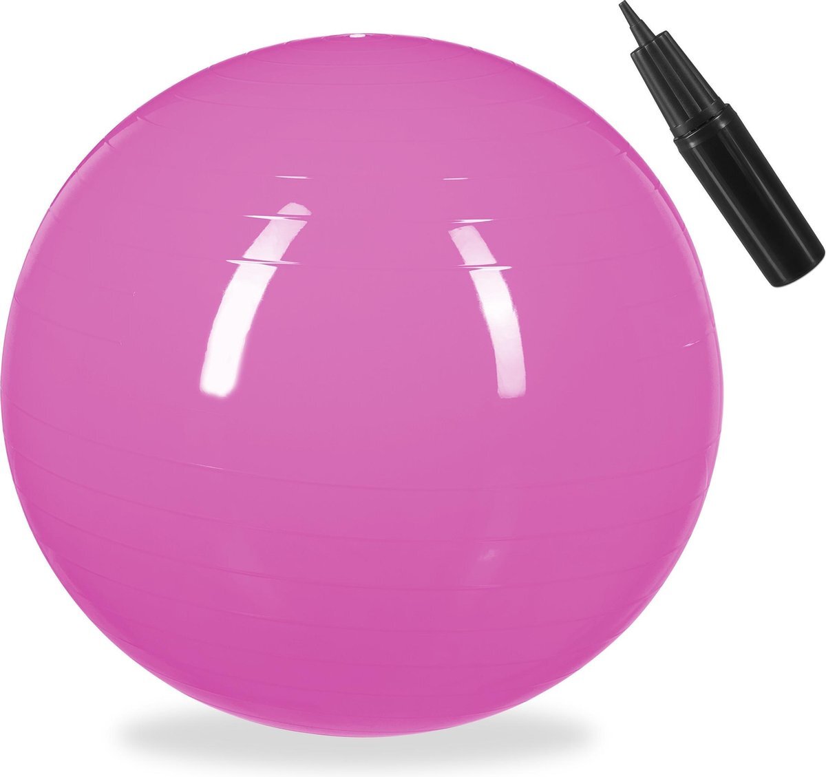 Relaxdays fitnessbal 75 cm - met pompje - gymbal - zitbal - yogabal - pilatesbal - PVC roze