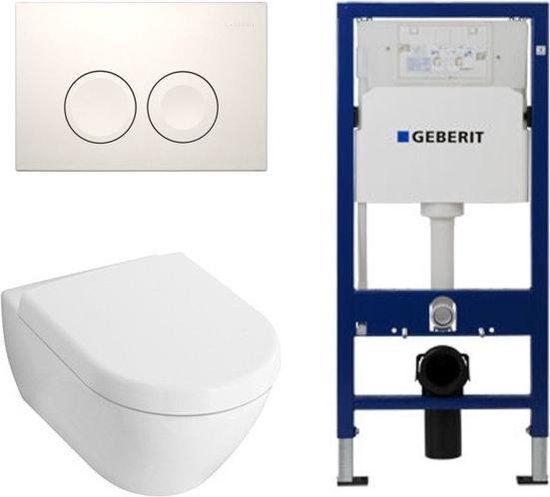 Villeroy & Boch Subway 2.0 Toiletset - Hangend toilet met luxe zitting, UP100 reservoir en Delta 21 Wit Knop