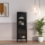 en.casa Vitrinekast Säkylä 150x50x35 cm zwart