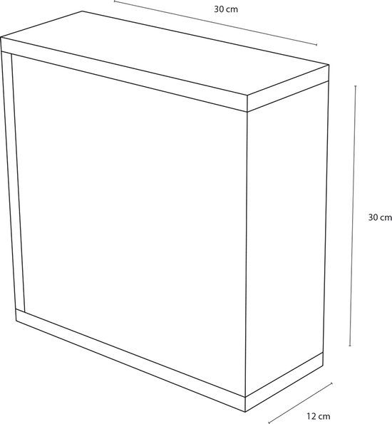 Differnz Quadro kubuskast 30 x 30 x 12 cm - Satin glas - Wit