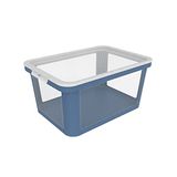 Rotho Albris Opbergkist 45l met deksel, Kunststof (PP gerecycleerd), blauw/transparant, 45l (57.0 x 39.2 x 27.0 cm)