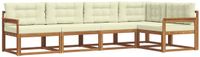 vidaXL - Hoek loungeset - 5 zitplekken - Natuurlijk en crème - Acacia hout