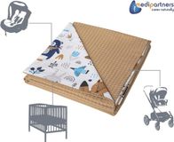 Baby Medi Partners Kruipdeken voor baby 100% katoen wafel 75x100 boho met bruine wafle