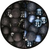 Kaemingk B.V. 28x stuks petites boules de Noël en plastique noir et bleu nuit 3 cm - décoration de Noël