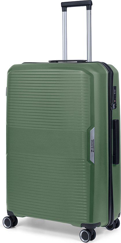 TravelZ Swinger Grote reiskoffer 78cm - Sterke Lichtgewicht Trolley 105 ltr met TSA-slot - Groen