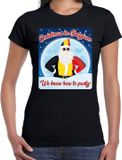 Bellatio Decorations Fout Belgie Kerst t-shirt / shirt - Christmas in Belgium we know how to party - zwart voor dames - kerstkleding / kerst outfit XL