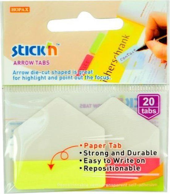 Stick'n Index Tabs - Arrow Shape - 38x38mm - Yellow/Red - 2x10 Tabs