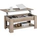 Yaheetech Table basse avec plateau relevable table de salon moderne avec étagère de rangement compartiment caché pour salon bureau 98 x 50 x 42 cm gris