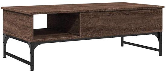 vidaXL Salontafel 100x50x35 cm bewerkt hout en metaal bruin eikenkleur