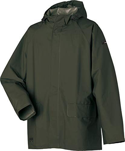 Helly Hansen Werkkleding Mandal Waterdichte Jas voor Heren - Heavy Duty Beschermende Regenjas - Verstelbaar, PVC-gecoat Polyester, Duurzaam, Comfortabel, Hoge Mobiliteit, Legergroen - S