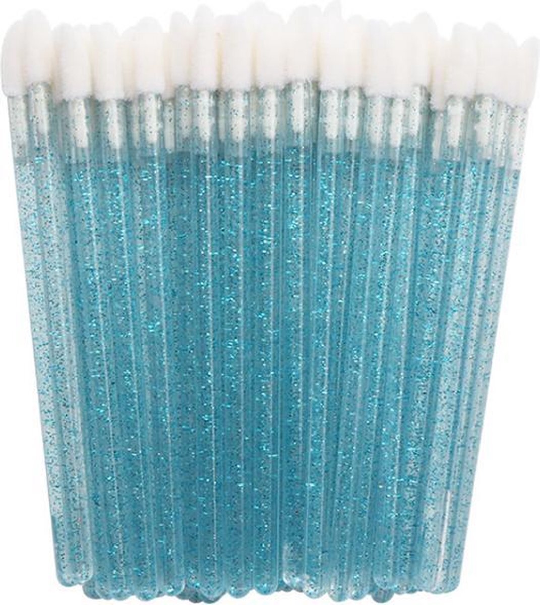 Lashes & More Lipgloss / Oogschaduw Borsteltjes - 50 stuks - Blauw met glitter - Lipgloss applicators - brush lipstick make-up lip pluisvrij oogschaduw borsteltje