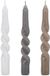 Arti Casa Gedraaide Dinerkaarsen Twist - Set van 3 - Lichtbruin, Grijs, Wit - 25 cm Hoog