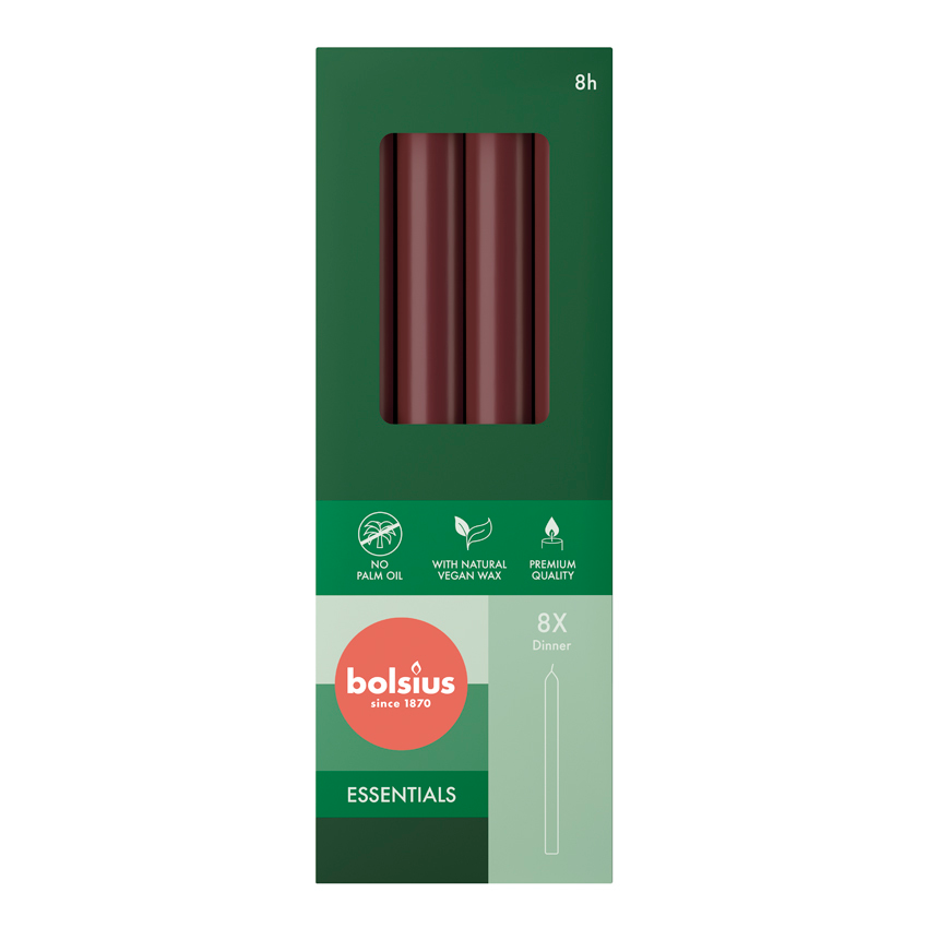 Bolsius Dinerkaarsen Velvet Red 230/20